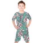 Vintage Floral Pattern Kids  Tee and Shorts Set