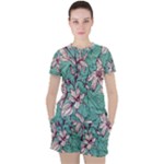 Vintage Floral Pattern Women s Tee and Shorts Set