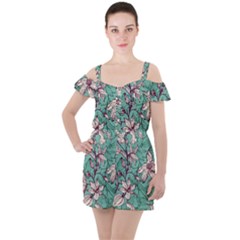 Ruffle Cut Out Chiffon Playsuit 
