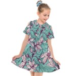 Vintage Floral Pattern Kids  Short Sleeve Shirt Dress