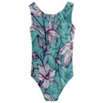 Vintage Floral Pattern Kids  Cut-Out Back One Piece Swimsuit