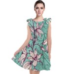 Vintage Floral Pattern Tie Up Tunic Dress