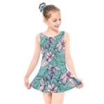 Vintage Floral Pattern Kids  Skater Dress Swimsuit