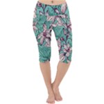 Vintage Floral Pattern Lightweight Velour Cropped Yoga Leggings