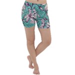 Vintage Floral Pattern Lightweight Velour Yoga Shorts