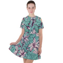Short Sleeve Shoulder Cut Out Dress  