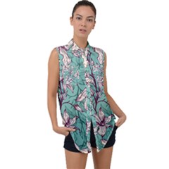 Sleeveless Chiffon Button Shirt 
