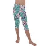Vintage Floral Pattern Kids  Lightweight Velour Capri Leggings 