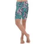 Vintage Floral Pattern Kids  Lightweight Velour Cropped Yoga Leggings