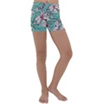 Vintage Floral Pattern Kids  Lightweight Velour Yoga Shorts