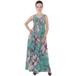 Vintage Floral Pattern Empire Waist Velour Maxi Dress