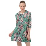 Vintage Floral Pattern Mini Skater Shirt Dress