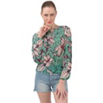 Vintage Floral Pattern Banded Bottom Chiffon Top