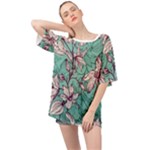 Vintage Floral Pattern Oversized Chiffon Top