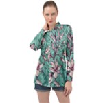 Vintage Floral Pattern Long Sleeve Satin Shirt