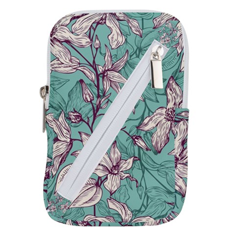 Vintage Floral Pattern Belt Pouch Bag (Large) from ArtsNow.com