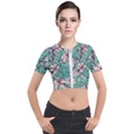 Vintage Floral Pattern Short Sleeve Cropped Jacket