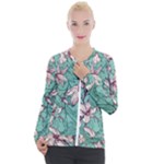 Vintage Floral Pattern Casual Zip Up Jacket