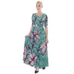 Vintage Floral Pattern Half Sleeves Maxi Dress
