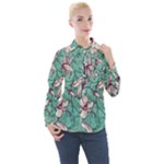 Vintage Floral Pattern Women s Long Sleeve Pocket Shirt