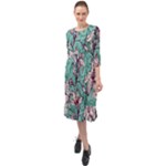 Vintage Floral Pattern Ruffle End Midi Chiffon Dress