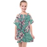Vintage Floral Pattern Kids  One Piece Chiffon Dress