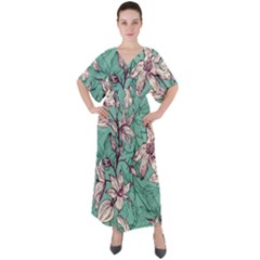 V-Neck Boho Style Maxi Dress 