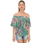 Vintage Floral Pattern Off Shoulder Short Sleeve Top
