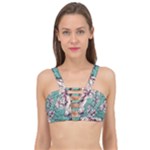 Vintage Floral Pattern Cage Up Bikini Top