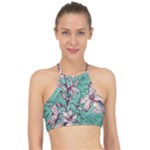 Vintage Floral Pattern Racer Front Bikini Top