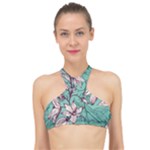 Vintage Floral Pattern High Neck Bikini Top