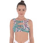 Vintage Floral Pattern Bandaged Up Bikini Top