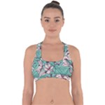 Vintage Floral Pattern Cross Back Hipster Bikini Top 