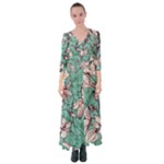 Vintage Floral Pattern Button Up Maxi Dress
