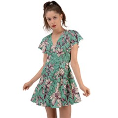 Flutter Sleeve Wrap Dress 