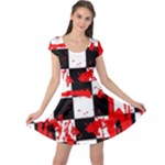 Checkerboard Splatter Cap Sleeve Dress