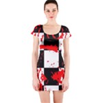Checkerboard Splatter Short Sleeve Bodycon Dress