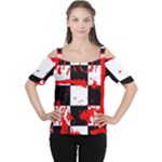 Checkerboard Splatter Cutout Shoulder Tee