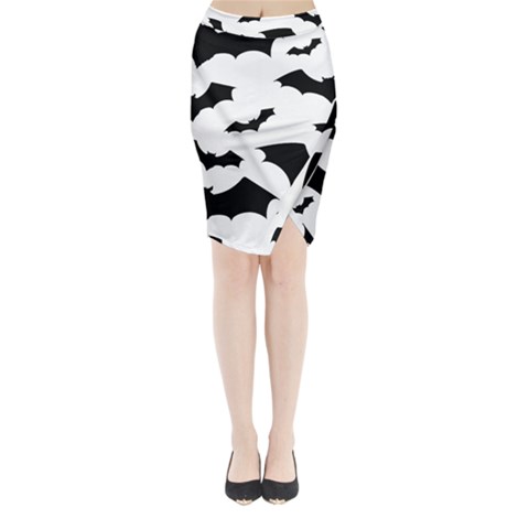 Deathrock Bats Midi Wrap Pencil Skirt from ArtsNow.com