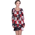 Emo Checker Graffiti Long Sleeve Nightdress