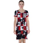Emo Checker Graffiti Short Sleeve Nightdress