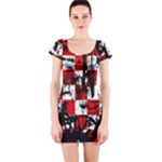 Emo Checker Graffiti Short Sleeve Bodycon Dress