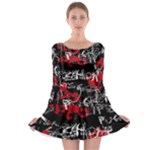 Emo Graffiti Long Sleeve Skater Dress