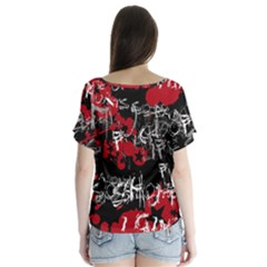 V-Neck Flutter Sleeve Top 