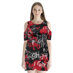 Emo Graffiti Shoulder Cutout Velvet One Piece from ArtsNow.com