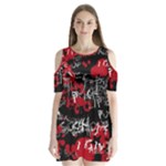 Emo Graffiti Shoulder Cutout Velvet One Piece