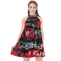 Halter Neckline Chiffon Dress  