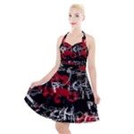 Emo Graffiti Halter Party Swing Dress 