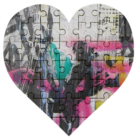 Graffiti Grunge Wooden Puzzle Heart from ArtsNow.com