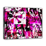 Pink Checker Graffiti Canvas 14  x 11  (Stretched)